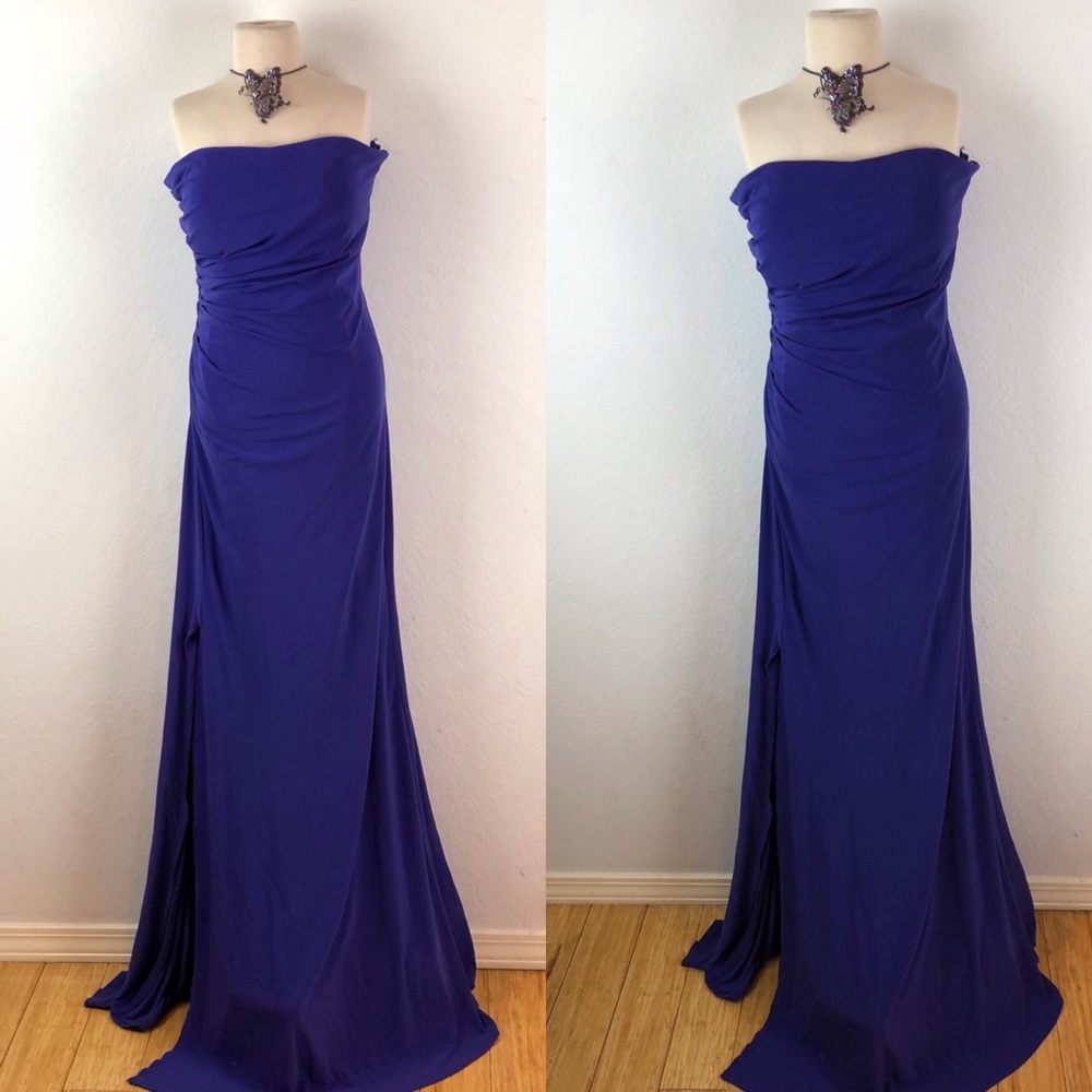 Long Purple No-Sleeve Gown